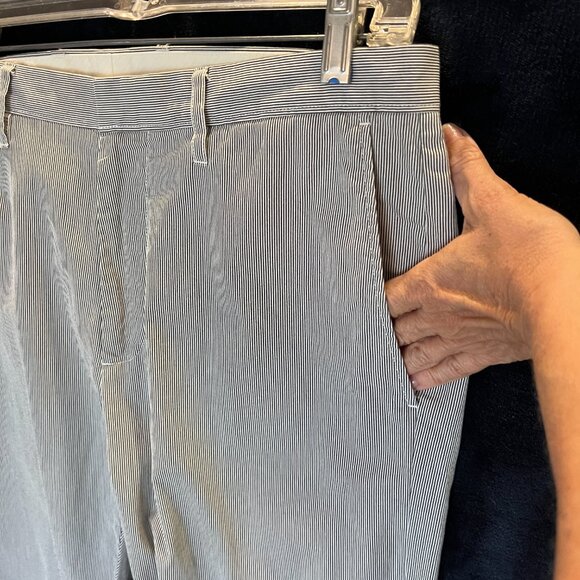 J. Crew Bedford Chino Pants 34x32 Blue White Stripe Flat Front Seersucker Summer - Picture 6 of 8